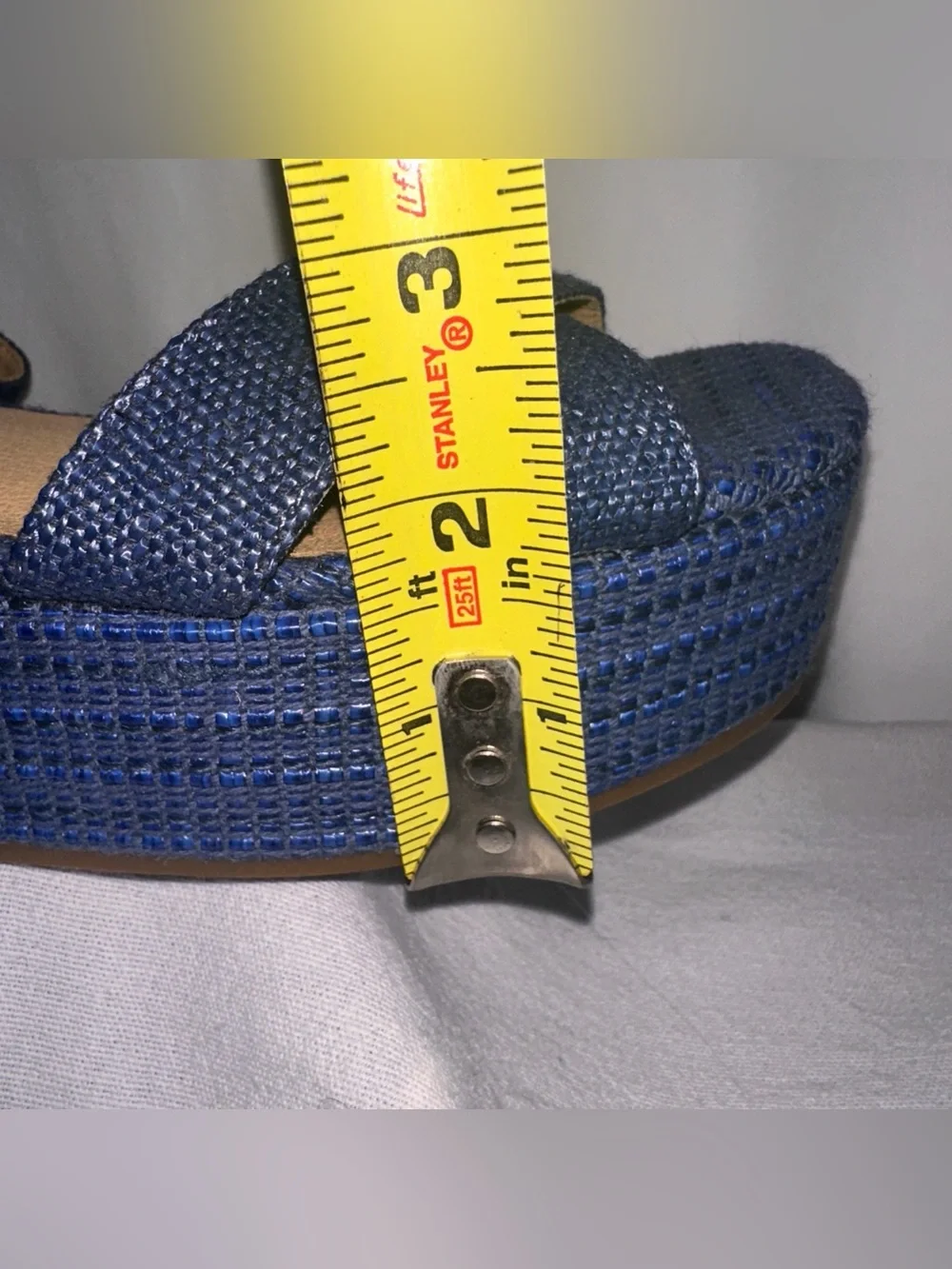 Lucky Brand Women's Size 7 Blue Denim Look Platform Sandals 2.5” Heels